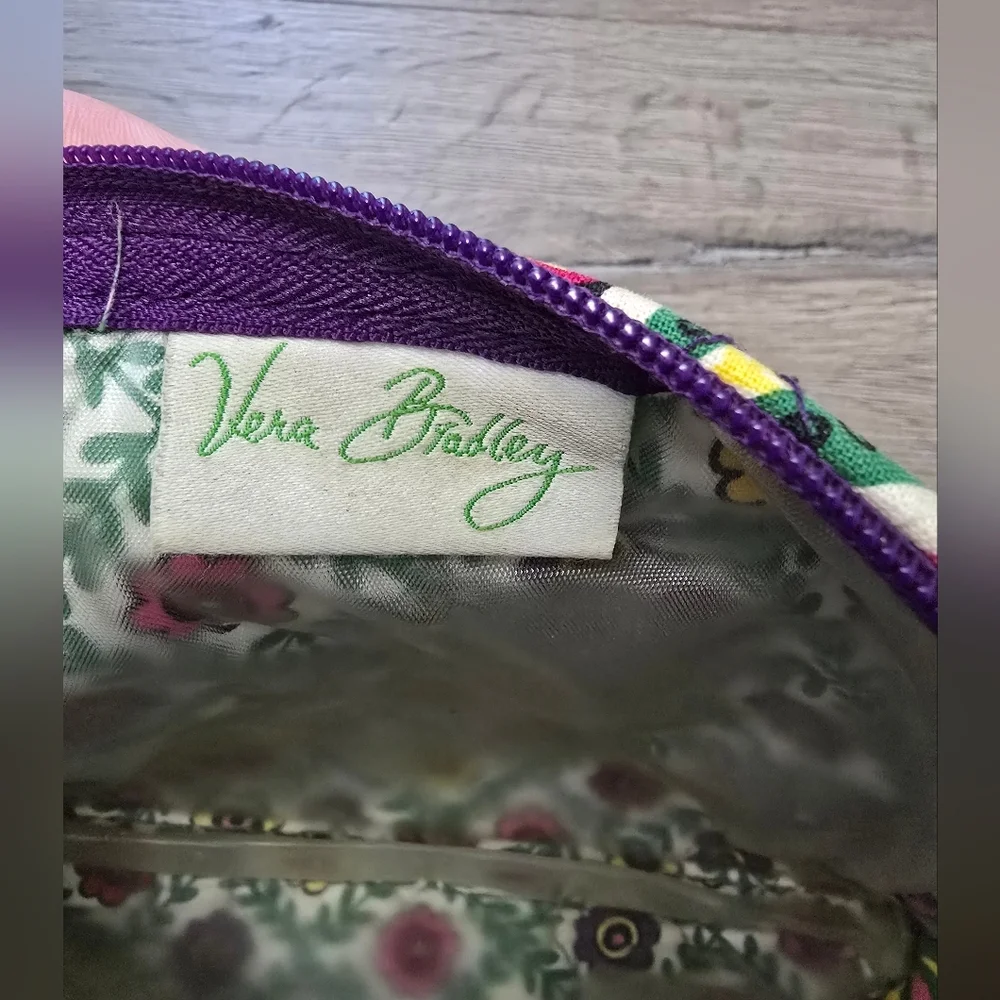 Vera Bradley Zipper Cosmetic Bag Floral Colorful Travel Vacation Beach Pool